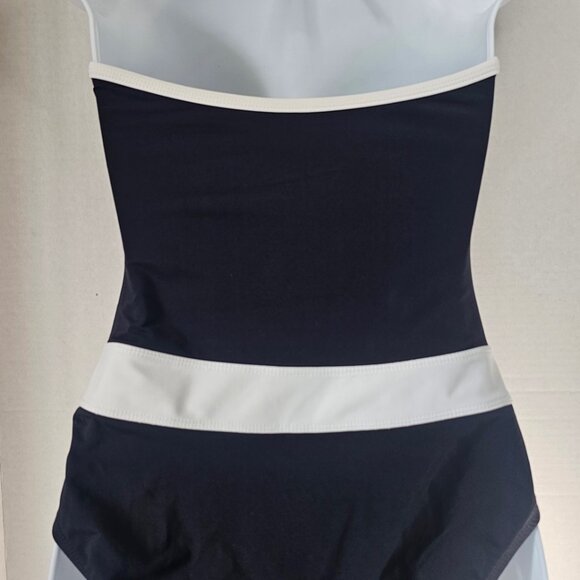 BLEU Rod Beattie Summer Plunge Halter One Piece Swimsuit Black/White Sz 4 - Picture 3 of 5